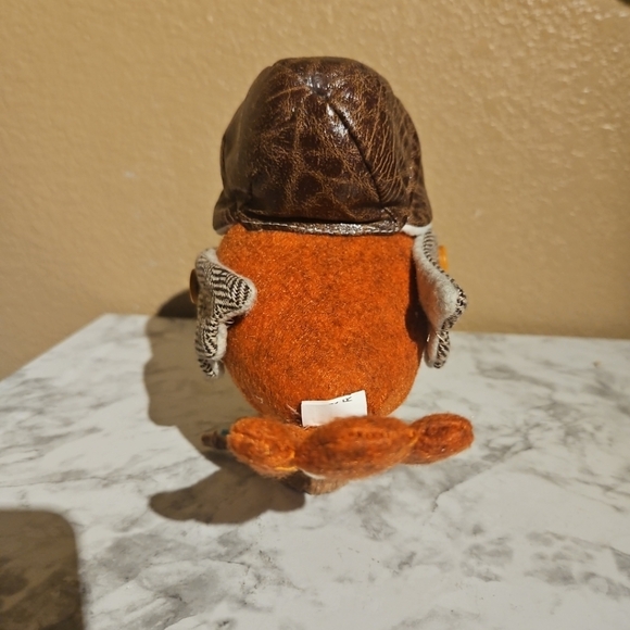 Target Fall Autumn Whimsical Felt Tweed Bird Figurine With Hat & Bow Tie - Picture 3 of 4